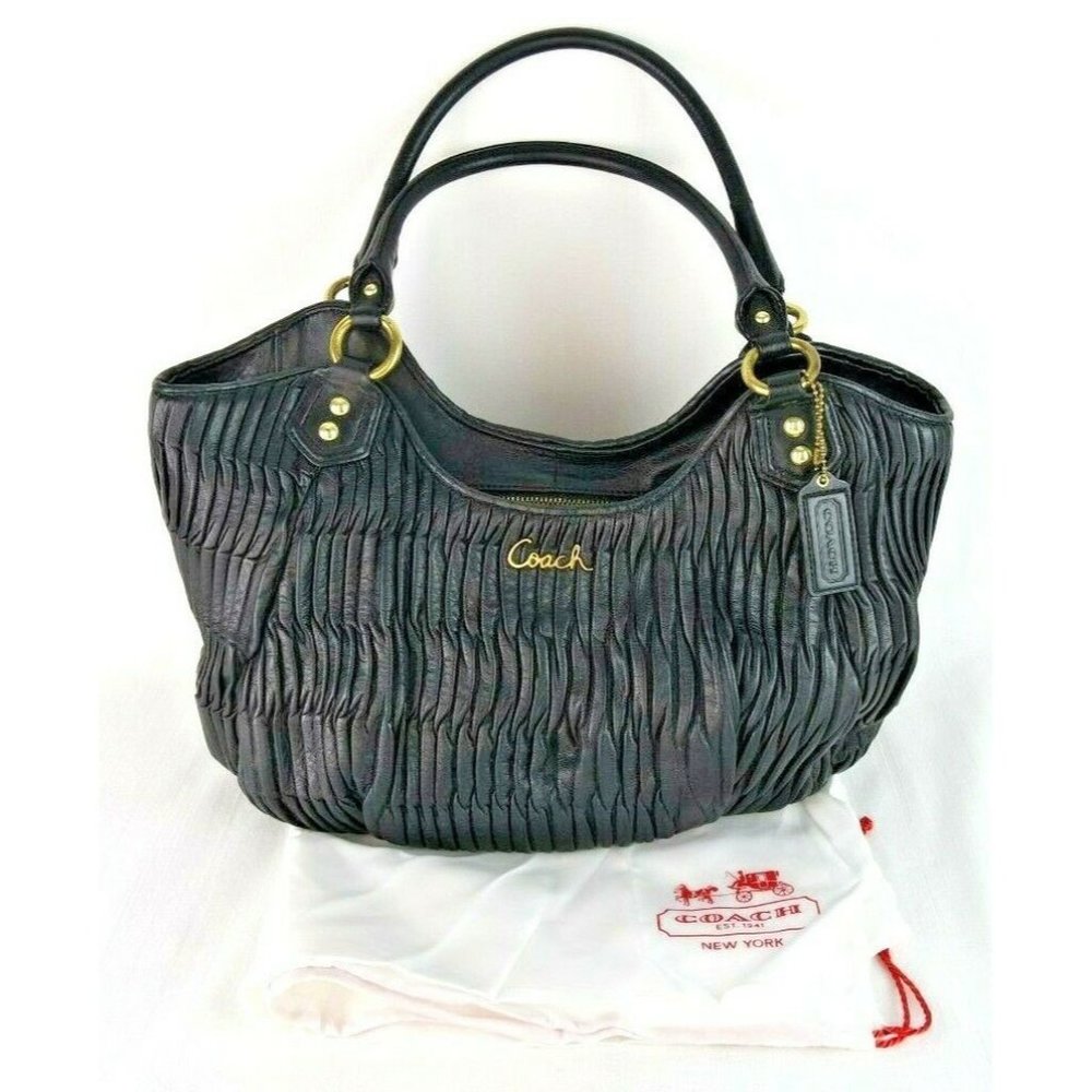 EUC Coach Ashley Gathered Satchel | Black Leather